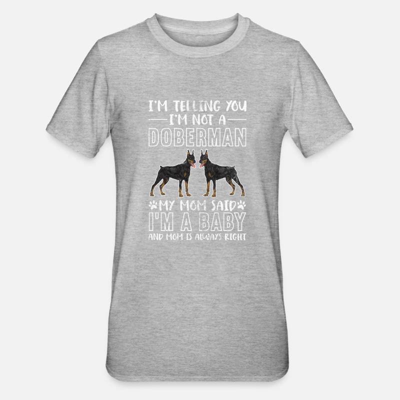 Dobermann - Unisex Polycotton T-Shirt - Grau meliert