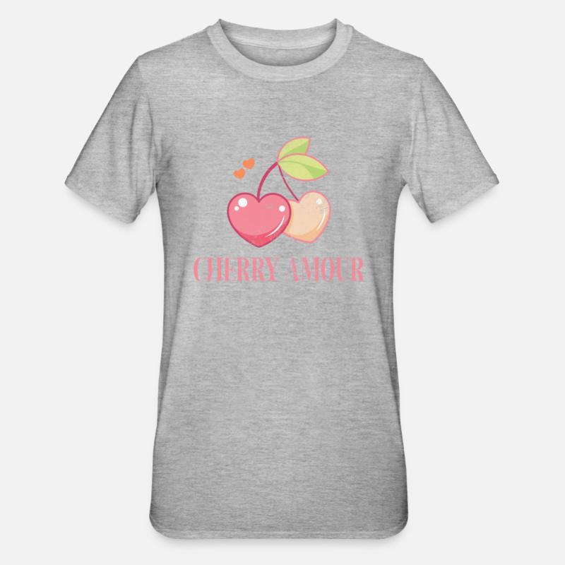 Kirsche - Unisex Polycotton T-Shirt - Grau meliert