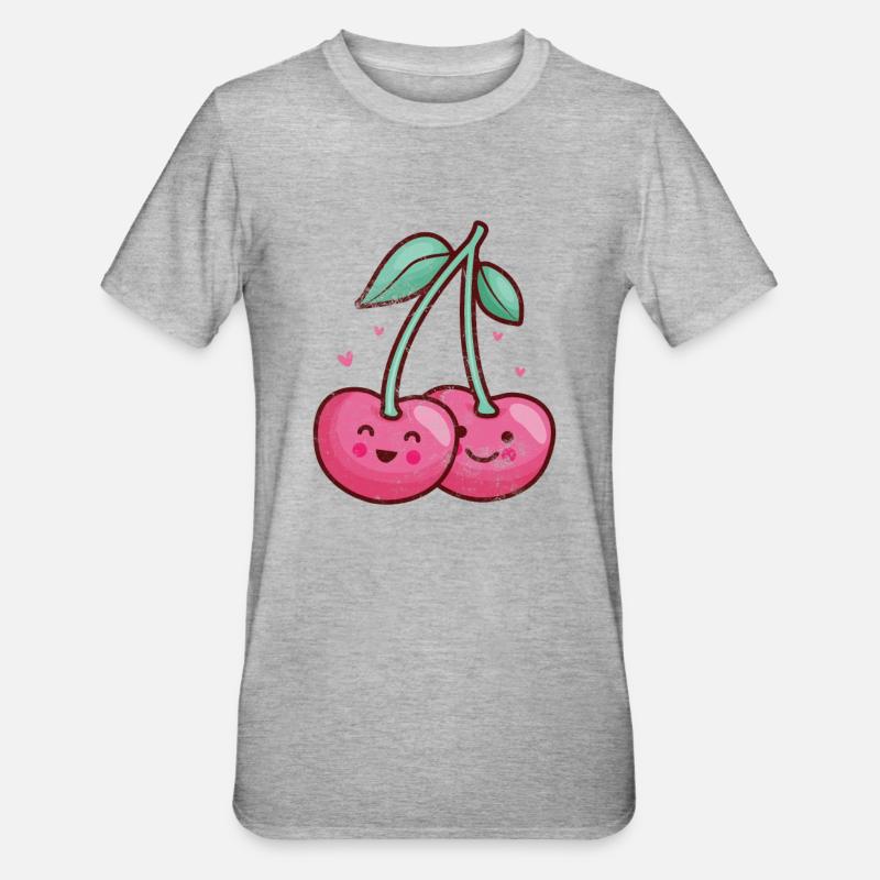 Kirsche - Unisex Polycotton T-Shirt - Grau meliert