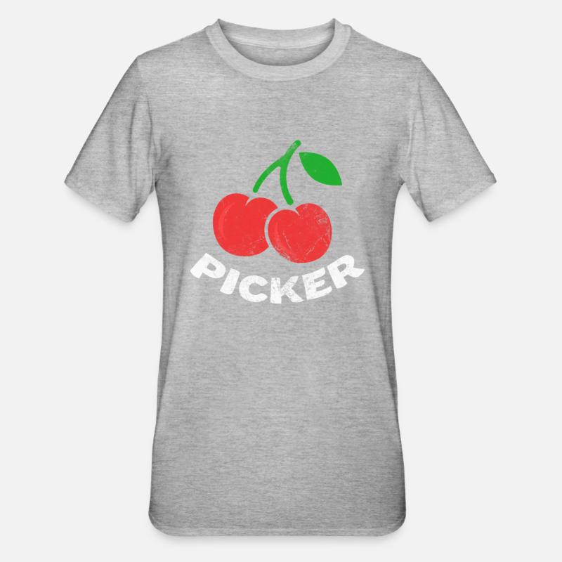 Kirsche - Unisex Polycotton T-Shirt - Grau meliert