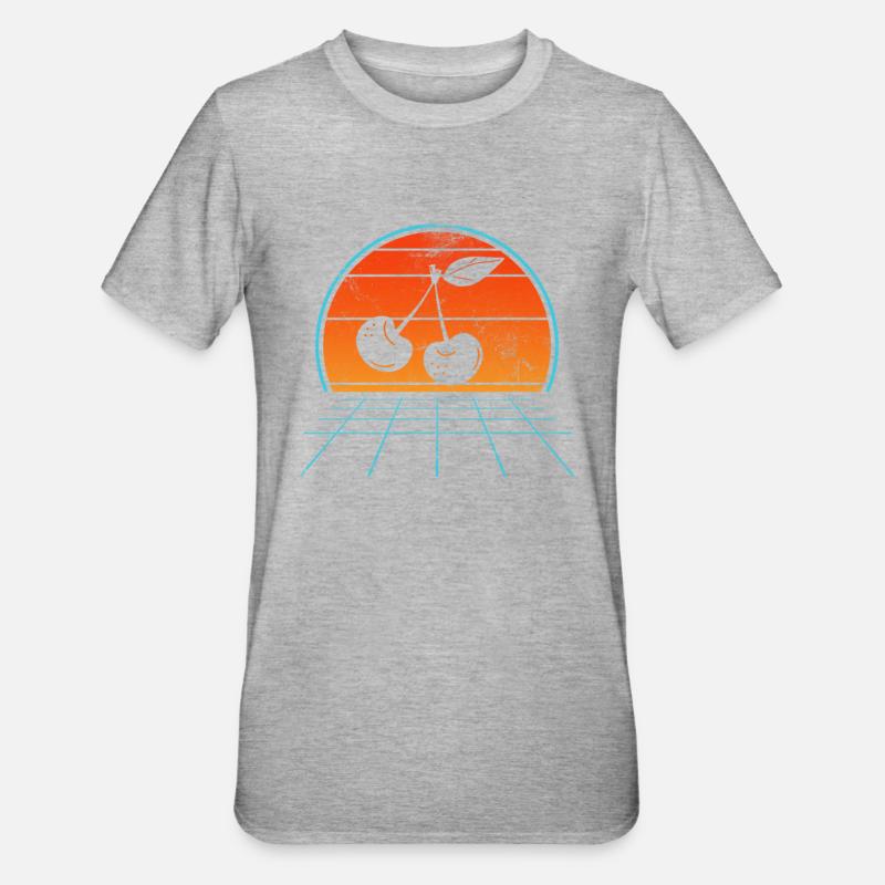 Kirsche - Unisex Polycotton T-Shirt - Grau meliert