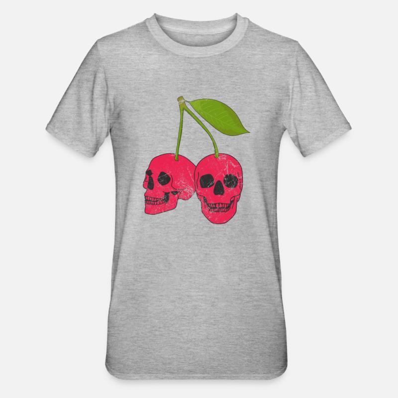 Kirsche - Unisex Polycotton T-Shirt - Grau meliert