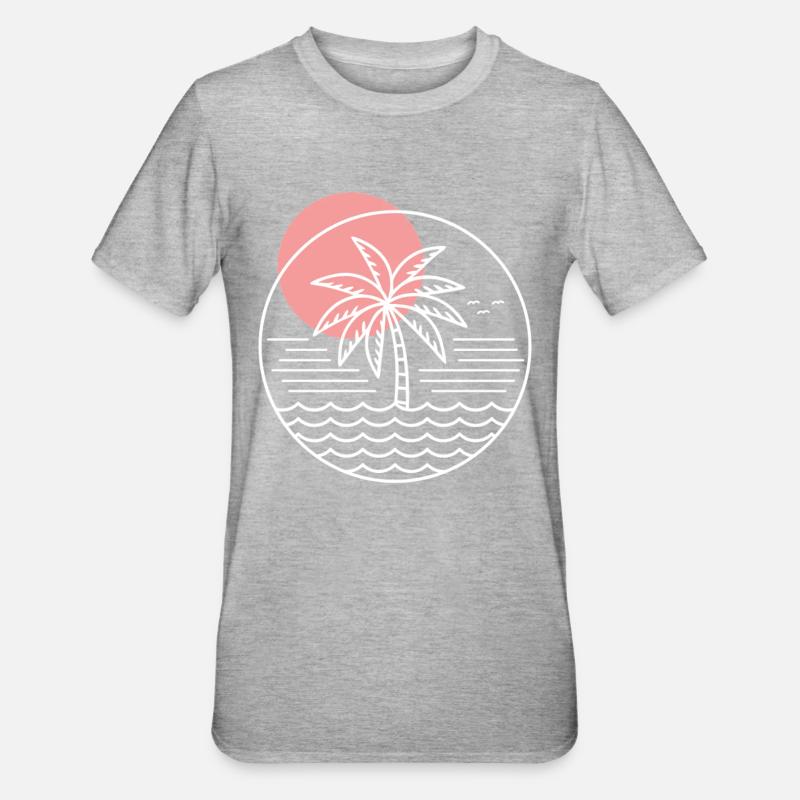 Palm Tree Circle - Unisex Polycotton T-Shirt - heather grey