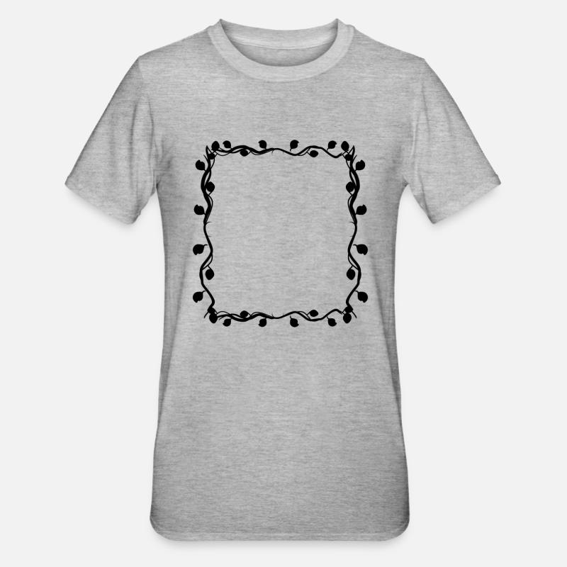 Leaves Square Branches Frame Square - Unisex Polycotton T-Shirt - heather grey