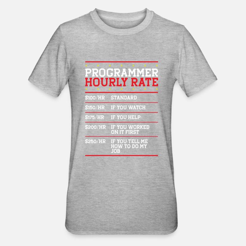 Programmierer Coder Code Computer - Unisex Polycotton T-Shirt - Grau meliert