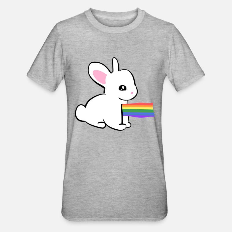 Symbole lapin drapeau LGBT - T-shirt polycoton Unisexe - gris chiné