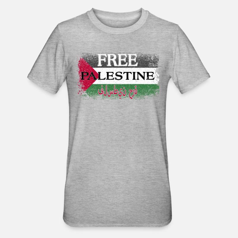 Free Palestine Support Palestine Libre drapeau - T-shirt polycoton Unisexe - gris chiné