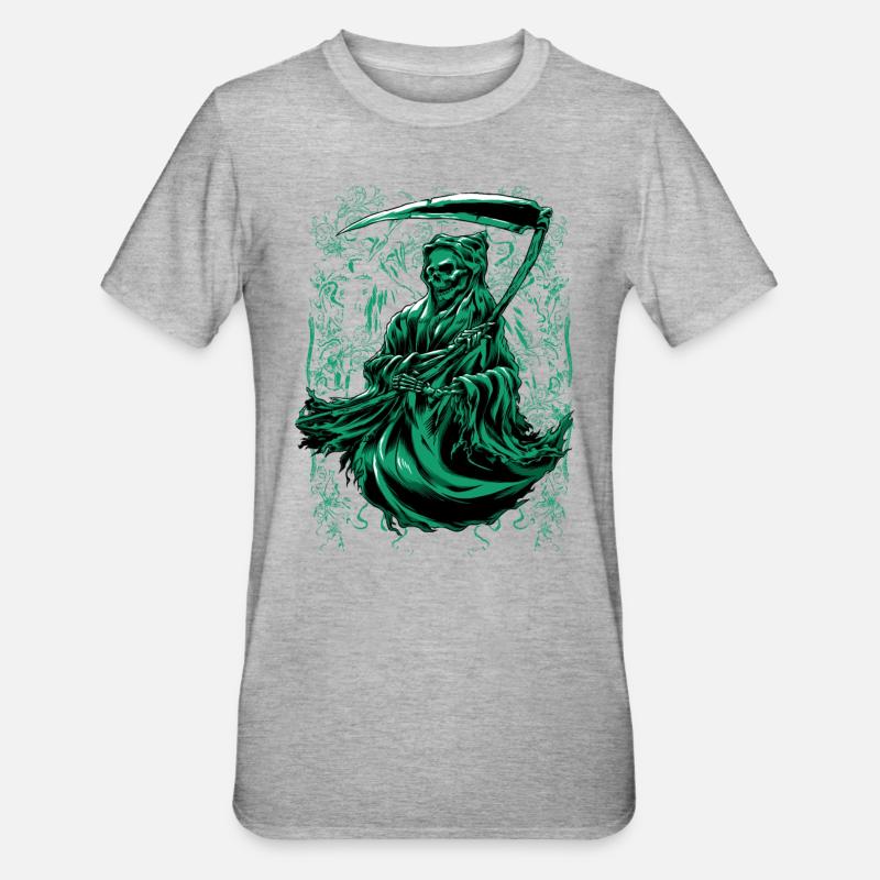Sensenmann Halloween Geschenk - Unisex Polycotton T-Shirt - Grau meliert