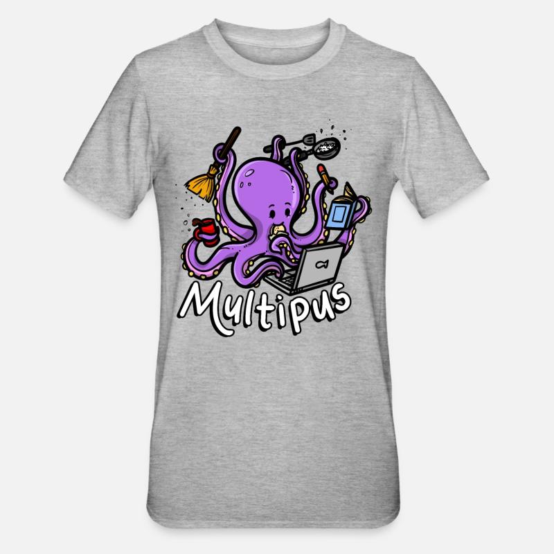 Multipus Multitâche Octopus - T-shirt polycoton Unisexe - gris chiné
