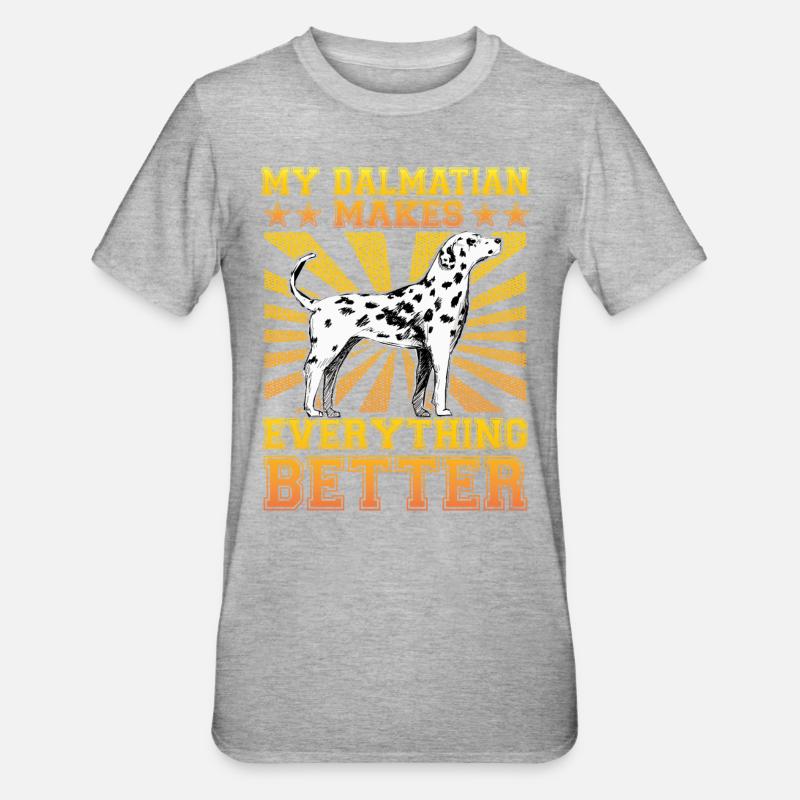 My Dalmatian makes everything better - Unisex Polycotton T-Shirt - Grau meliert