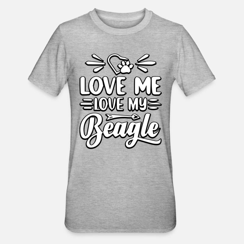 Aime-moi aime mon beagle - T-shirt polycoton Unisexe - gris chiné
