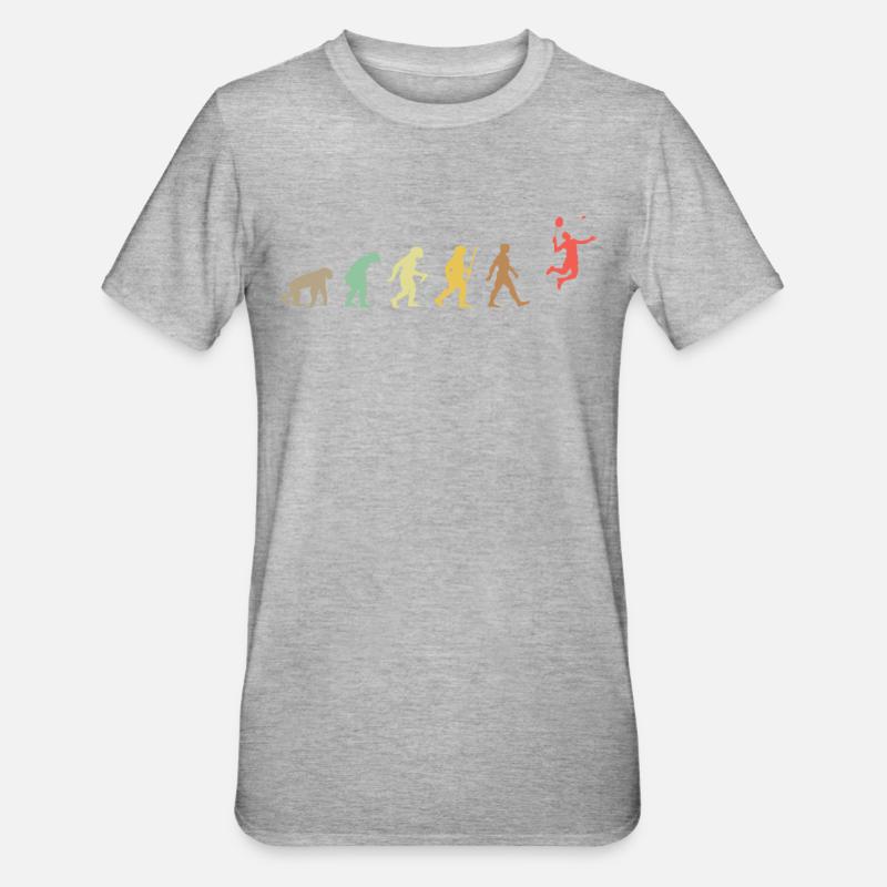 Badminton Retro shuttlecock Evolution - Unisex Polycotton T-Shirt - heather grey