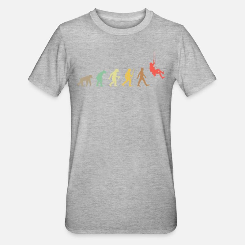 Klettern Retro Klettern Evolution Climber - Unisex Polycotton T-Shirt - Grau meliert