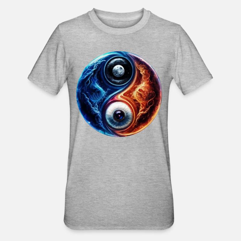 Yin Yang Eau Feu - T-shirt polycoton Unisexe - gris chiné