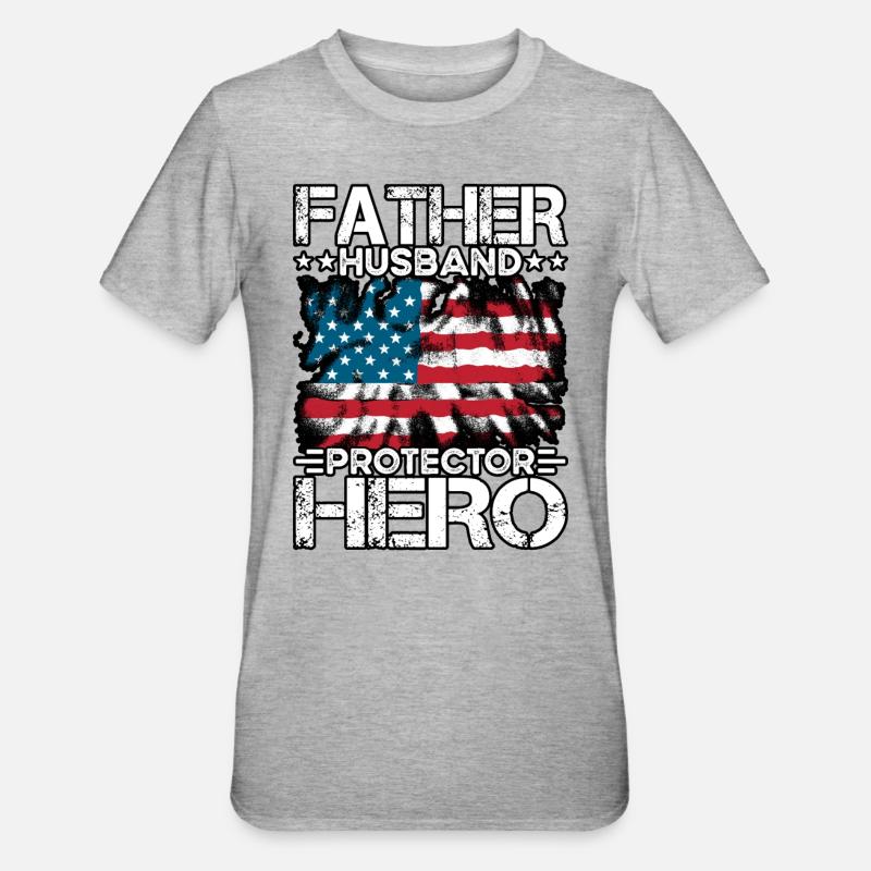 Vater, Ehemann, Beschützer, Held - Unisex Polycotton T-Shirt - Grau meliert