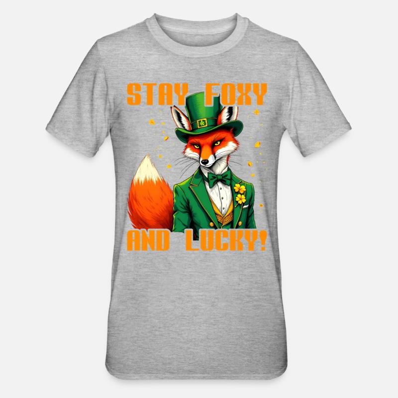 Restez Foxy et Lucky Saint-Patrick - T-shirt polycoton Unisexe - gris chiné