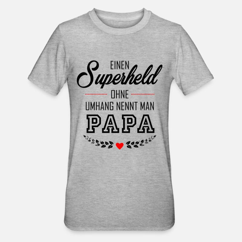 SUPERHELD PAPA - Unisex Polycotton T-Shirt - Grau meliert
