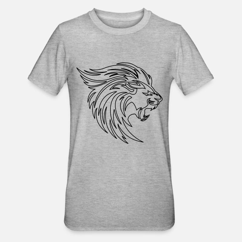 Löwe - Unisex Polycotton T-Shirt - Grau meliert