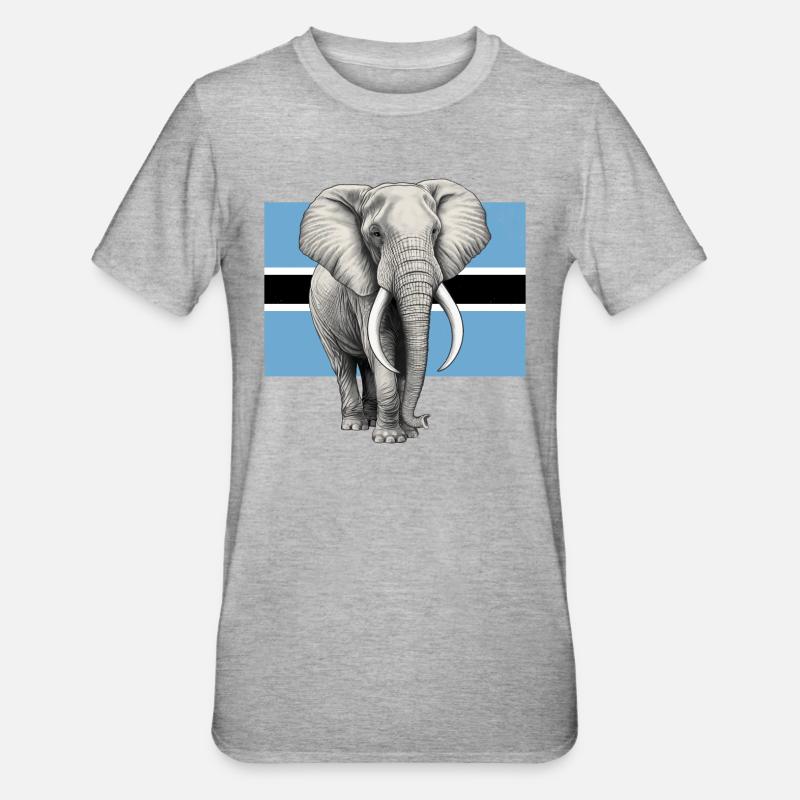 Drapeau éléphant du Botswana - T-shirt polycoton Unisexe - gris chiné