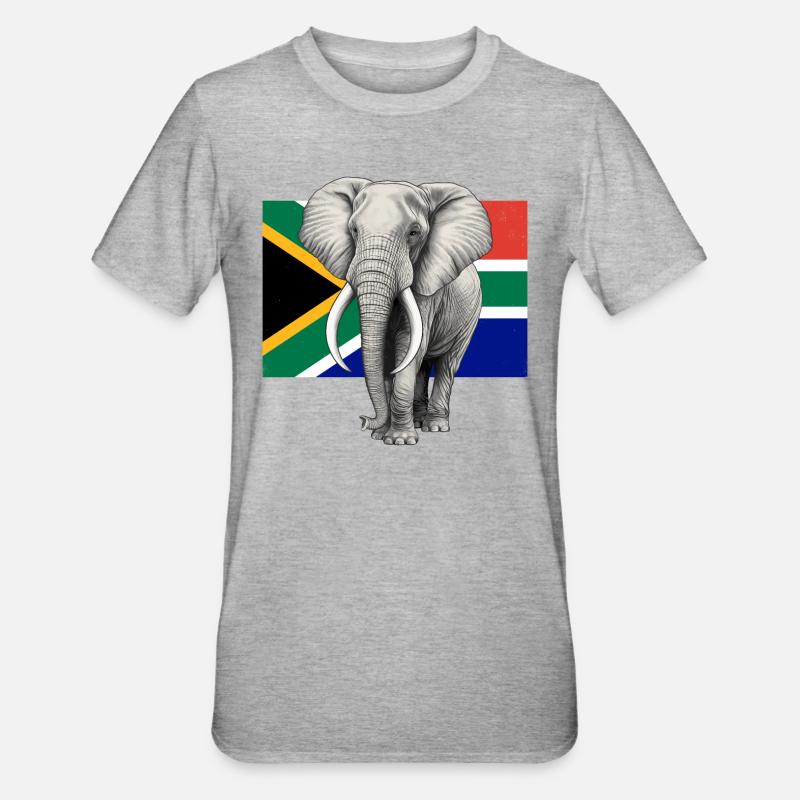 Drapeau éléphant d’Afrique du Sud - T-shirt polycoton Unisexe - gris chiné