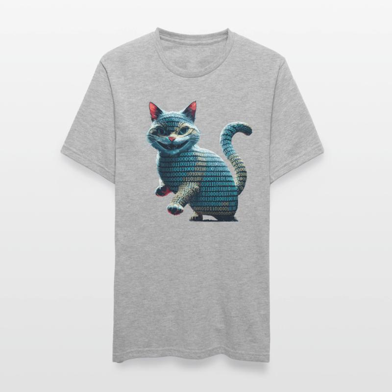 Tech cat avec code binaire pour les programmeurs et T-shirt polycoton Unisexe