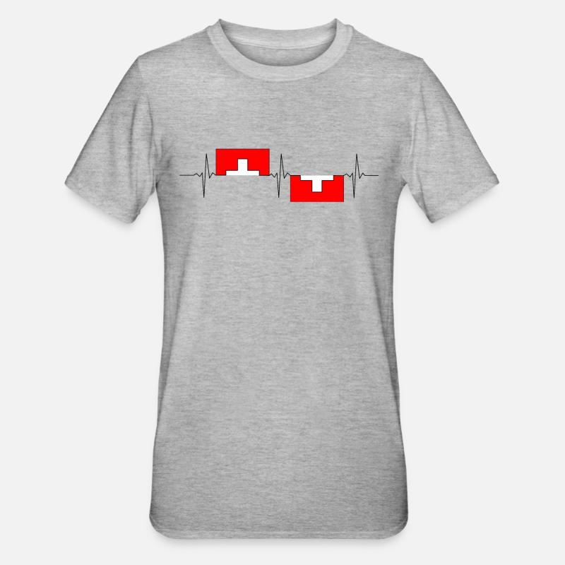 Herzfrequenz Schweiz - Unisex Polycotton T-Shirt - Grau meliert
