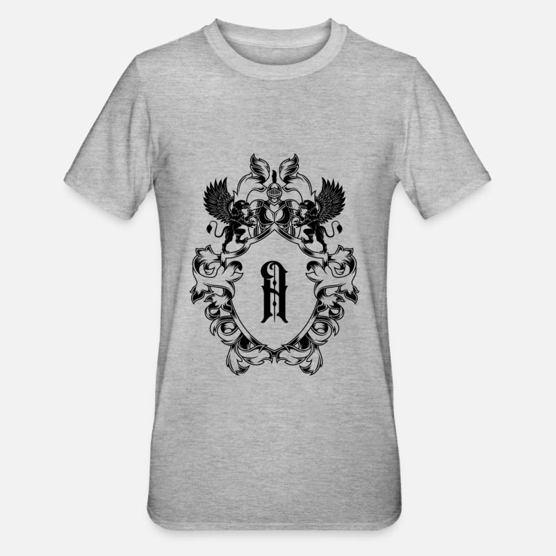 A Buchstabe Wappen - Unisex Polycotton T-Shirt - Grau meliert