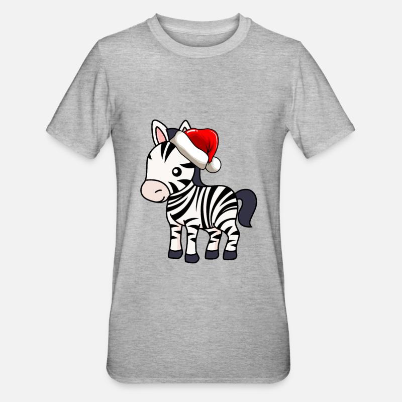 Zebra Comic Christmas - Unisex Polycotton T-Shirt - heather grey