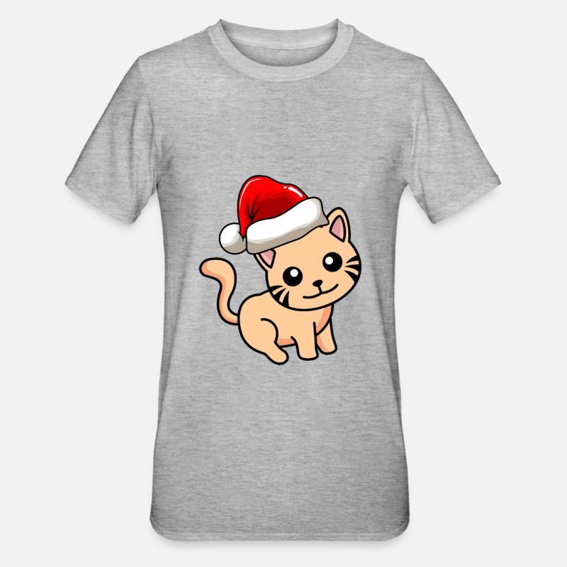 Cat Comic Noël - T-shirt polycoton Unisexe - gris chiné