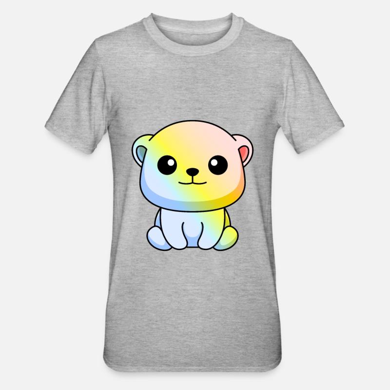 Eisbär Comic Tier - Unisex Polycotton T-Shirt - Grau meliert