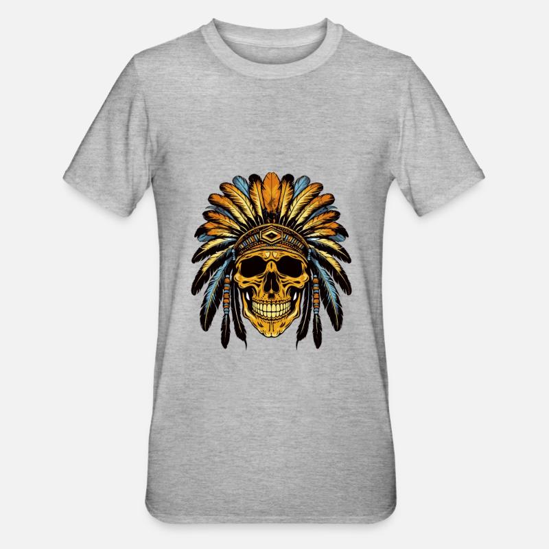 Chef Crâne Apache Indien - T-shirt polycoton Unisexe - gris chiné