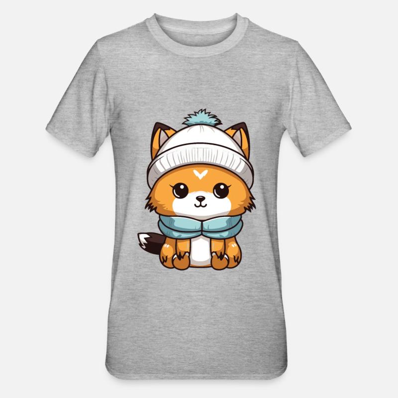 Fox Winter Comic - Unisex Polycotton T-Shirt - heather grey