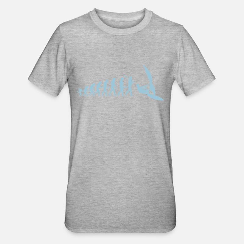 Evolution Windsurfer Silhouette Geschenk Shirt - Unisex Polycotton T-Shirt - Grau meliert