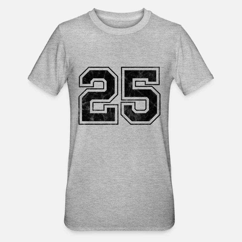 Anzahl 25 - Unisex Polycotton T-Shirt - Grau meliert