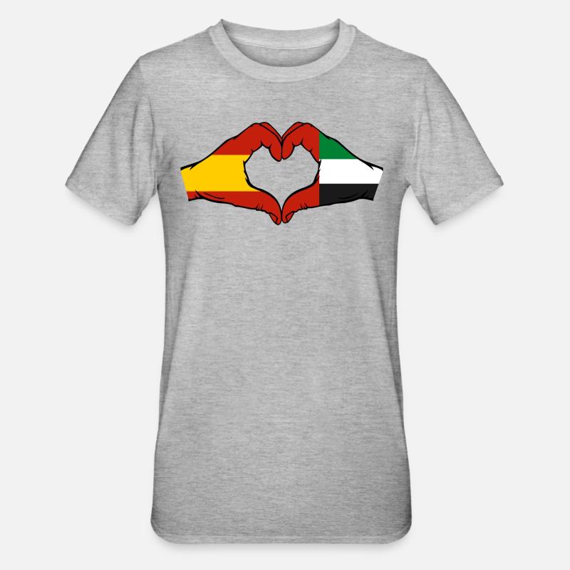 Espagne Émirats arabes unis Drapeau - T-shirt polycoton Unisexe - gris chiné