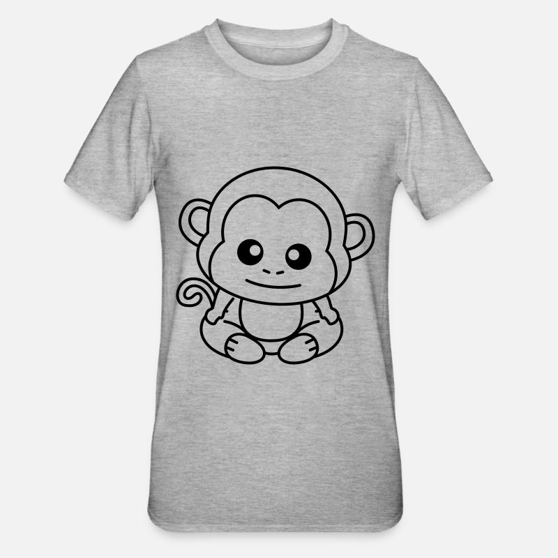 Affe Comic Tier - Unisex Polycotton T-Shirt - Grau meliert