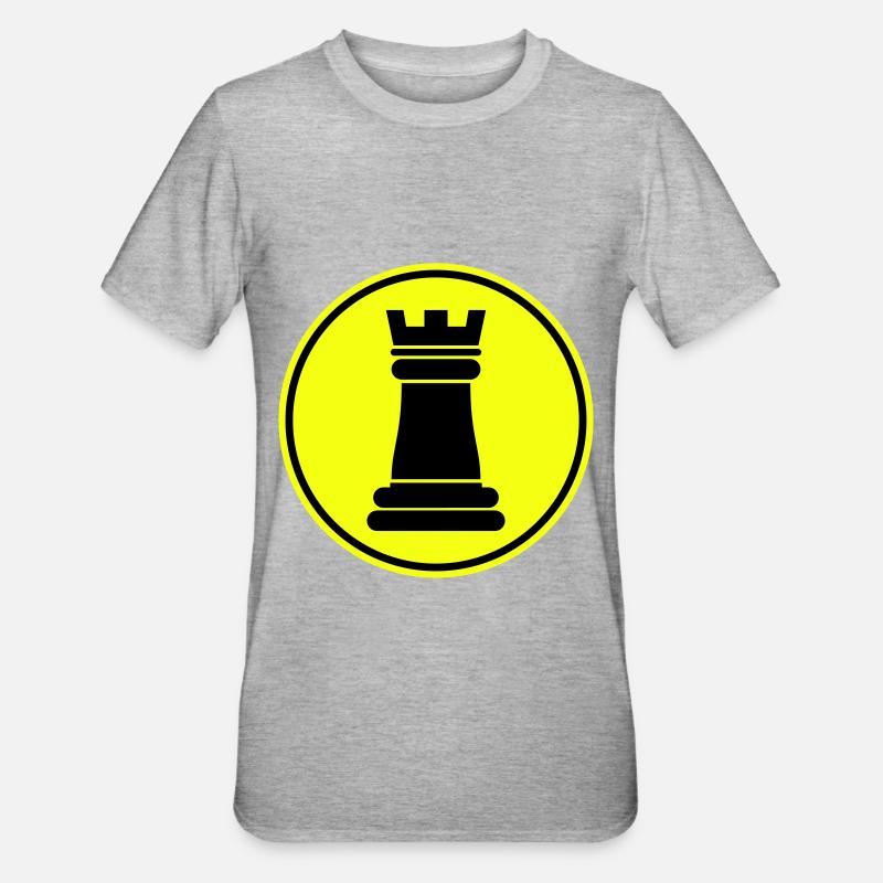 Schachfigur Turm - Unisex Polycotton T-Shirt - Grau meliert
