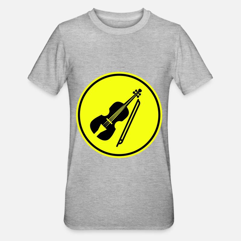 Symbole de l’icône du violon - T-shirt polycoton Unisexe - gris chiné