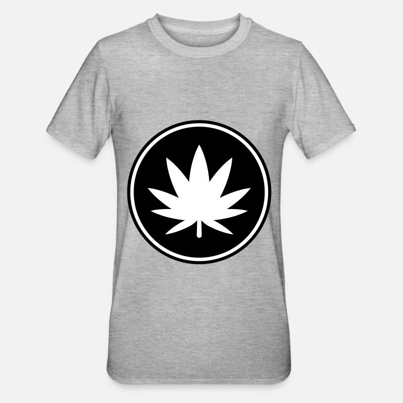 Hanf Blatt Icon - Unisex Polycotton T-Shirt - Grau meliert