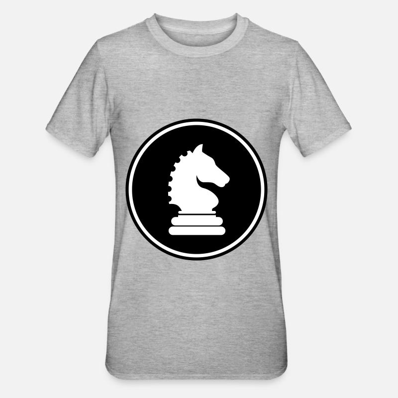 Pferd Schachfigur - Unisex Polycotton T-Shirt - Grau meliert