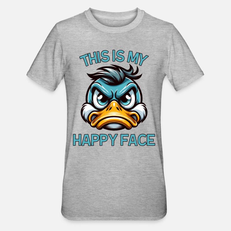 Mon visage de canard heureux - T-shirt polycoton Unisexe - gris chiné