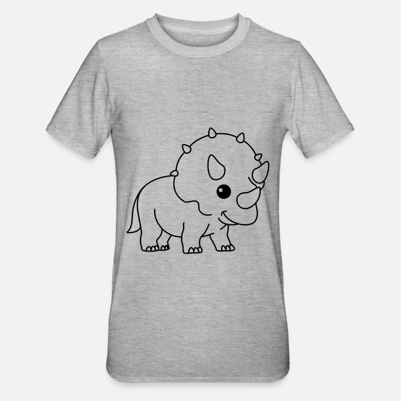 Dinosaurier triceratops Comic - Unisex Polycotton T-Shirt - Grau meliert