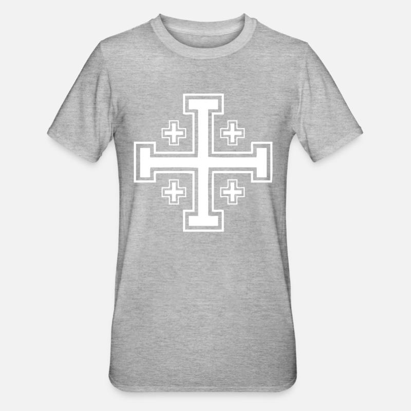 Croix de Jérusalem - T-shirt polycoton Unisexe - gris chiné