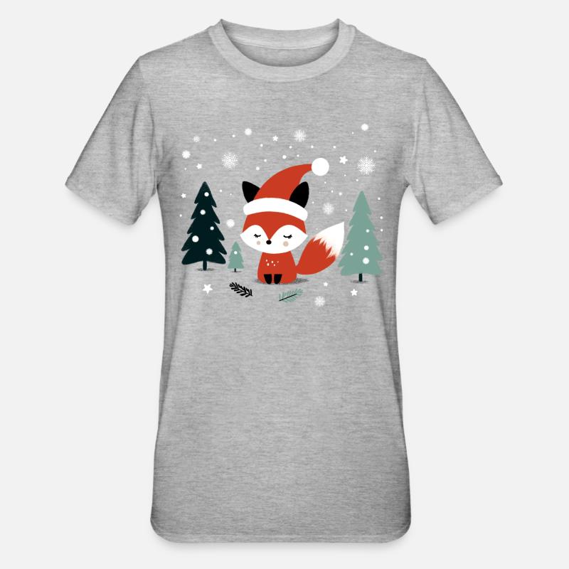 Weihnachtsfuchs - Unisex Polycotton T-Shirt - Grau meliert