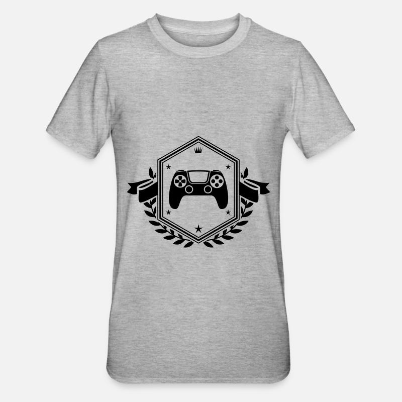 Gamepad Crest Controller - Unisex Polycotton T-Shirt - heather grey