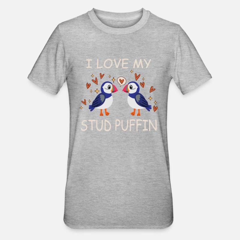 J’adore ma relation stud puffin puffin - T-shirt polycoton Unisexe - gris chiné