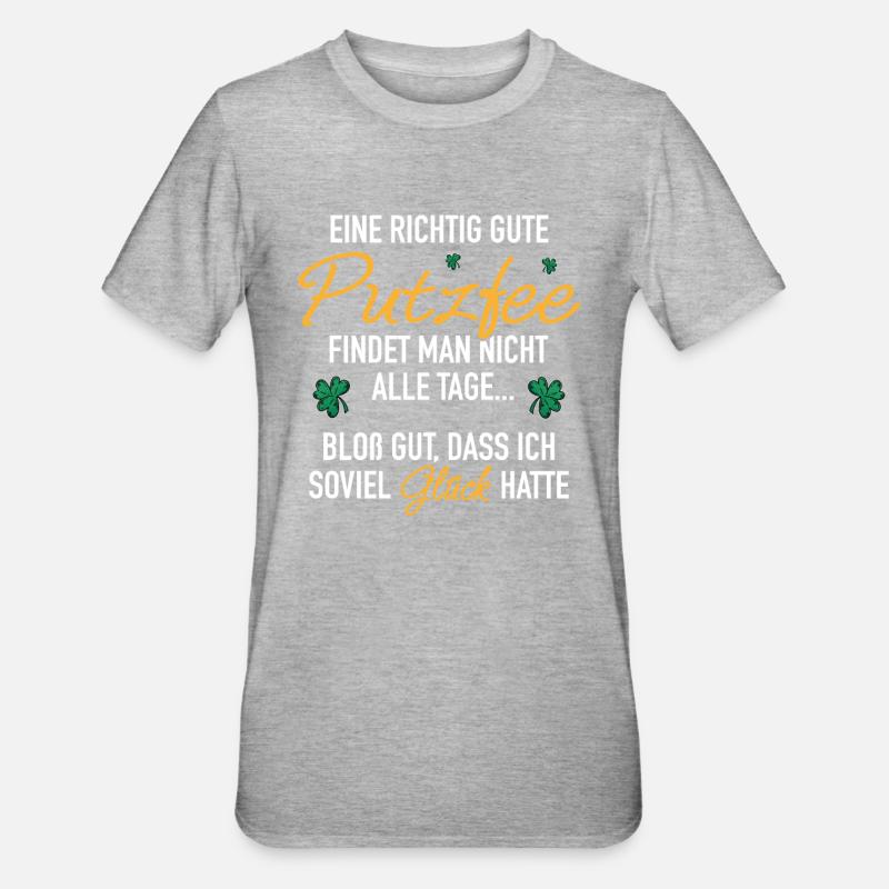 Gute Putzfee Glück Beziehung Ehemann Ehefrau - Unisex Polycotton T-Shirt - Grau meliert