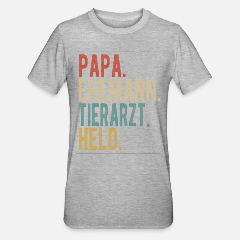 Tierarzt Papa Ehemann Held - Unisex Polycotton T-Shirt - Grau meliert