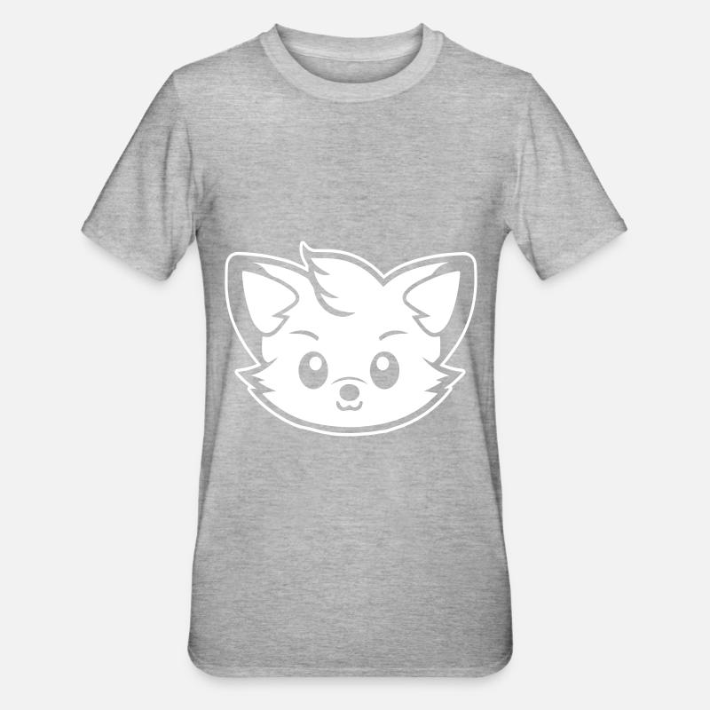 Fuchs Kopf Comic Niedlich - Unisex Polycotton T-Shirt - Grau meliert