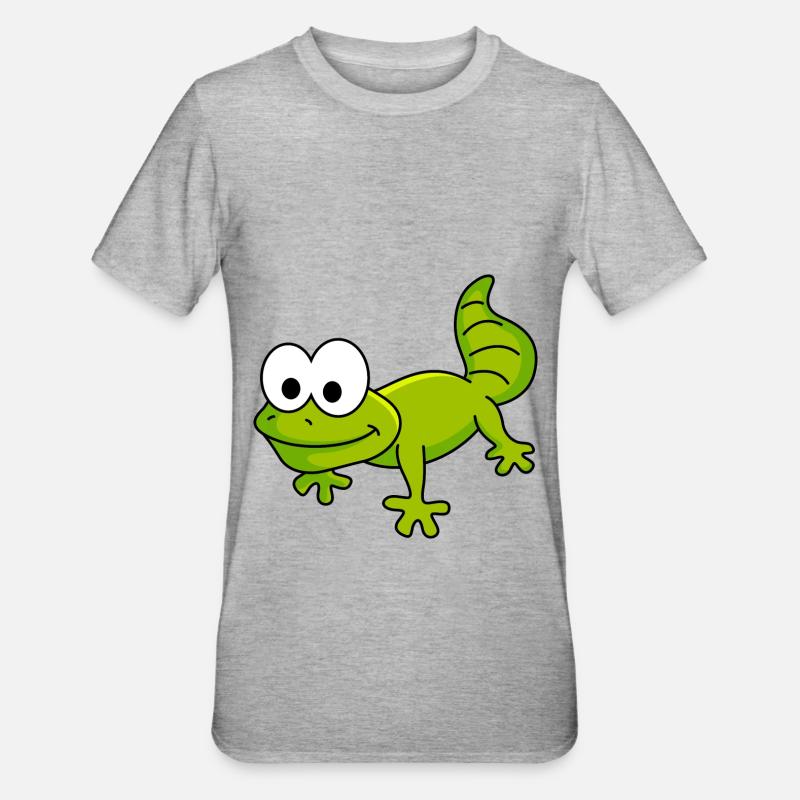 Gecko Comic Tier - Unisex Polycotton T-Shirt - Grau meliert